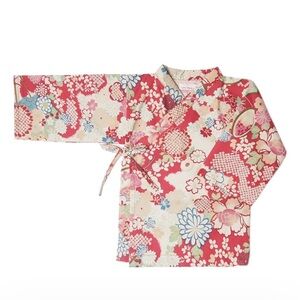 Lucky Wang NYC NWT autumn kimono 6 months red floral pattern unisex